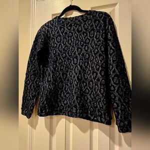 Leopard Print Navy Blue And Gold Metallic Top